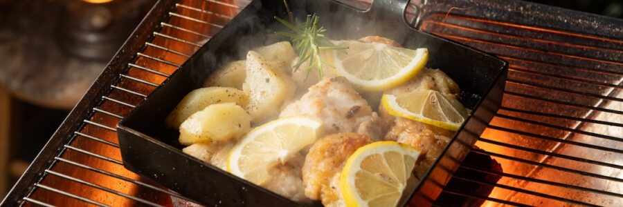 アウトドアクッキング 「チキンのレモンバター焼き」